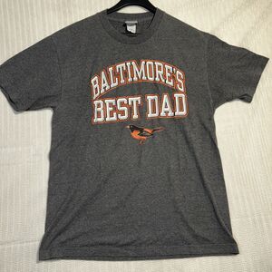 Men's XL Baltimore orioles Baltimores Best Dad Distressed Gray Vintage T Shirt